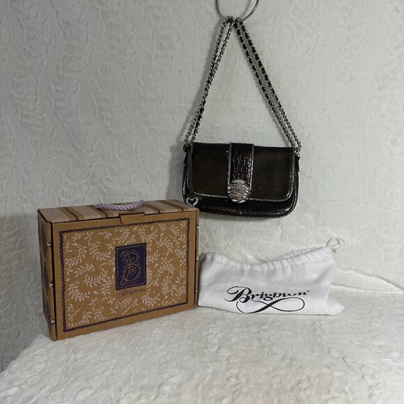 Brighton Ziggy Crossbody Organizer Purse in Box with Paperwork Dustbag NIB Croc - Picture 2 of 14